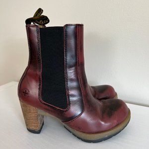 Dr Martens Darla Red Cherry Rouge Leather Ankle Heel Chelsea Boots Size 6